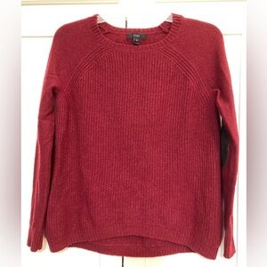 J.Crew Wool Dark Red Sweater with Leather Elbow Patches size xs